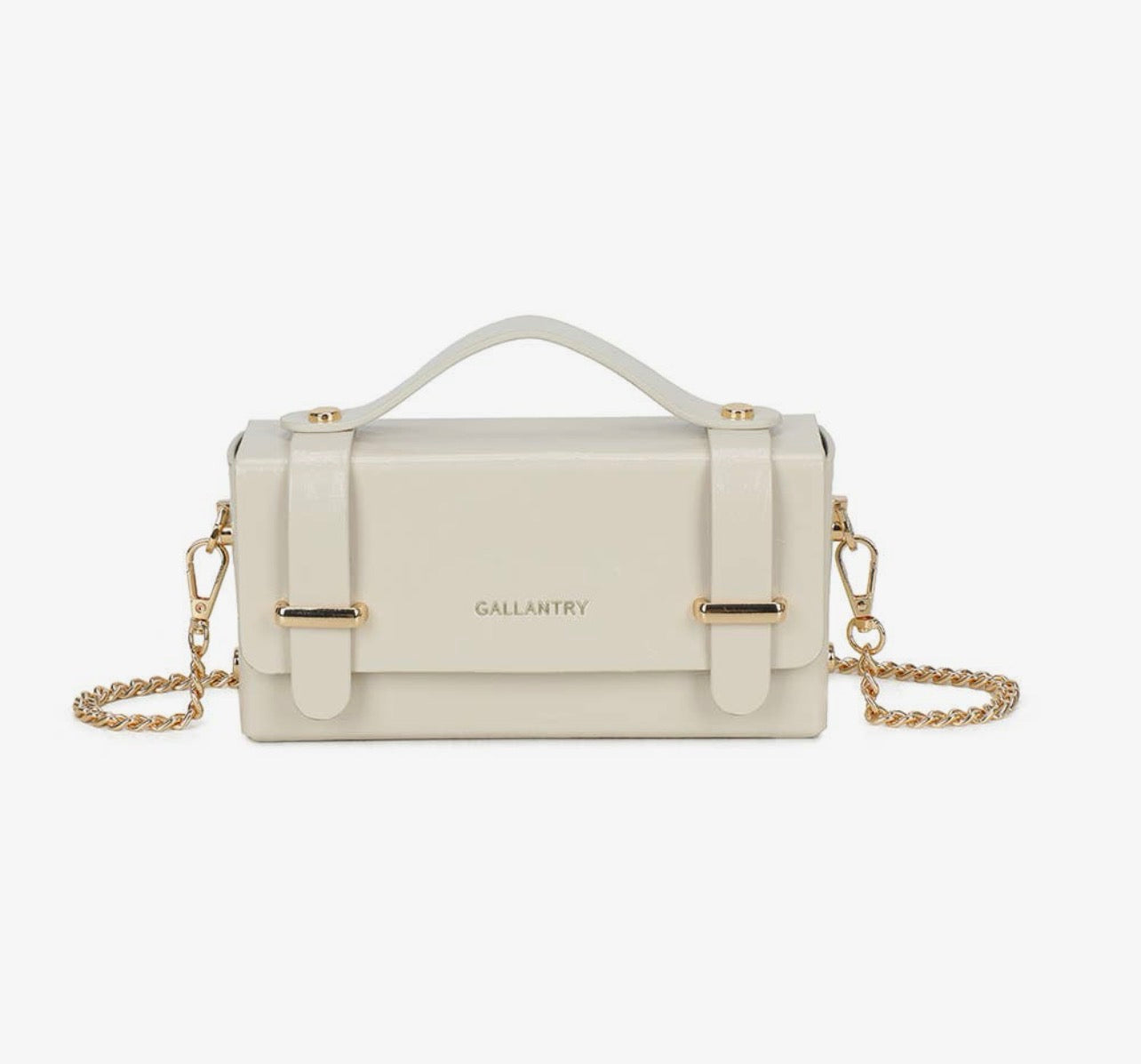 Boxy – Strukturierte Handtasche mit Goldkette