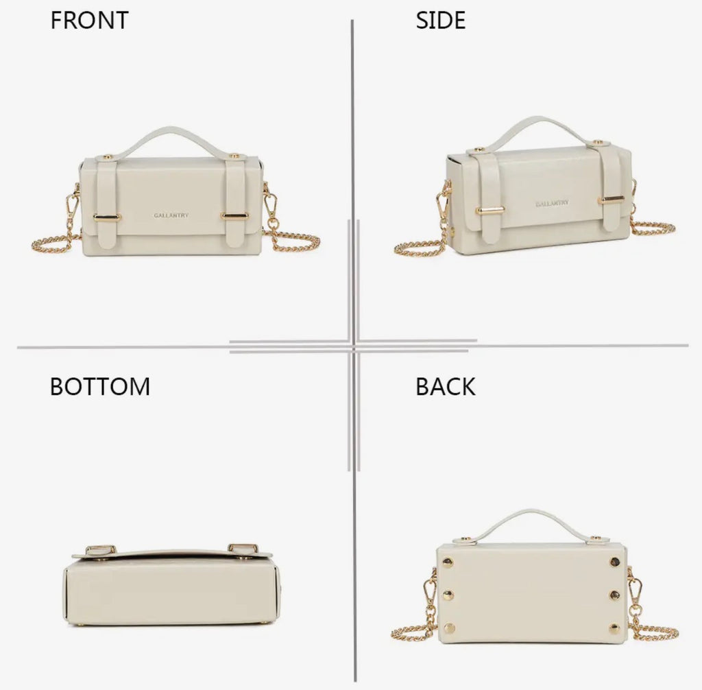 Boxy – Strukturierte Handtasche mit Goldkette